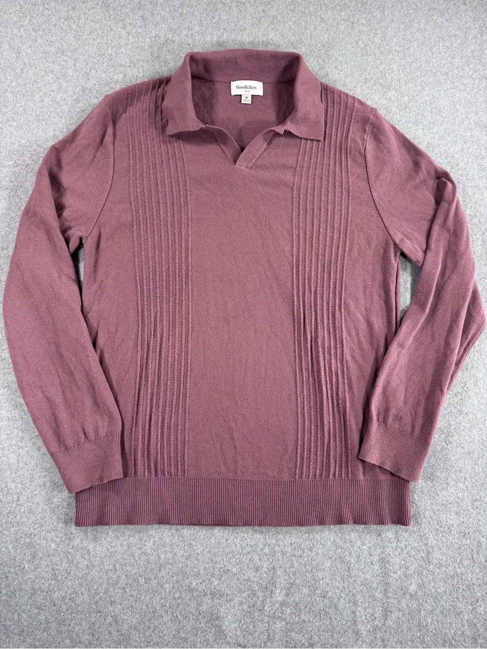 Goodfellow & Co Men's Dusty Purple V-Neck Knit Polo Sweater